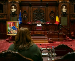 Portrait de Mme Sabine de Bethune inauguré au Sénat