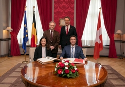 Voorzitters van het Zwitsers Parlement op bezoek in het Paleis der Natie