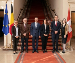 Voorzitters van het Zwitsers Parlement op bezoek in het Paleis der Natie